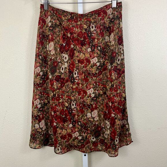 Vintage Sheri Martin Bias Cut Floral Midi Skirt Size 14 Y2K Romantic Soft Grunge - Picture 1 of 3